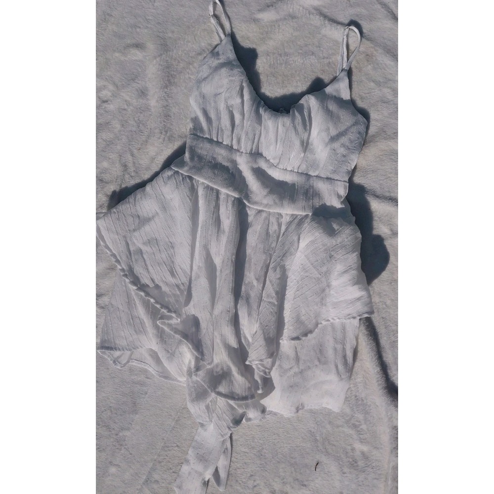 Altar'd State White Double Layer Tie Back Romper Med Gauzey Vacation Festival